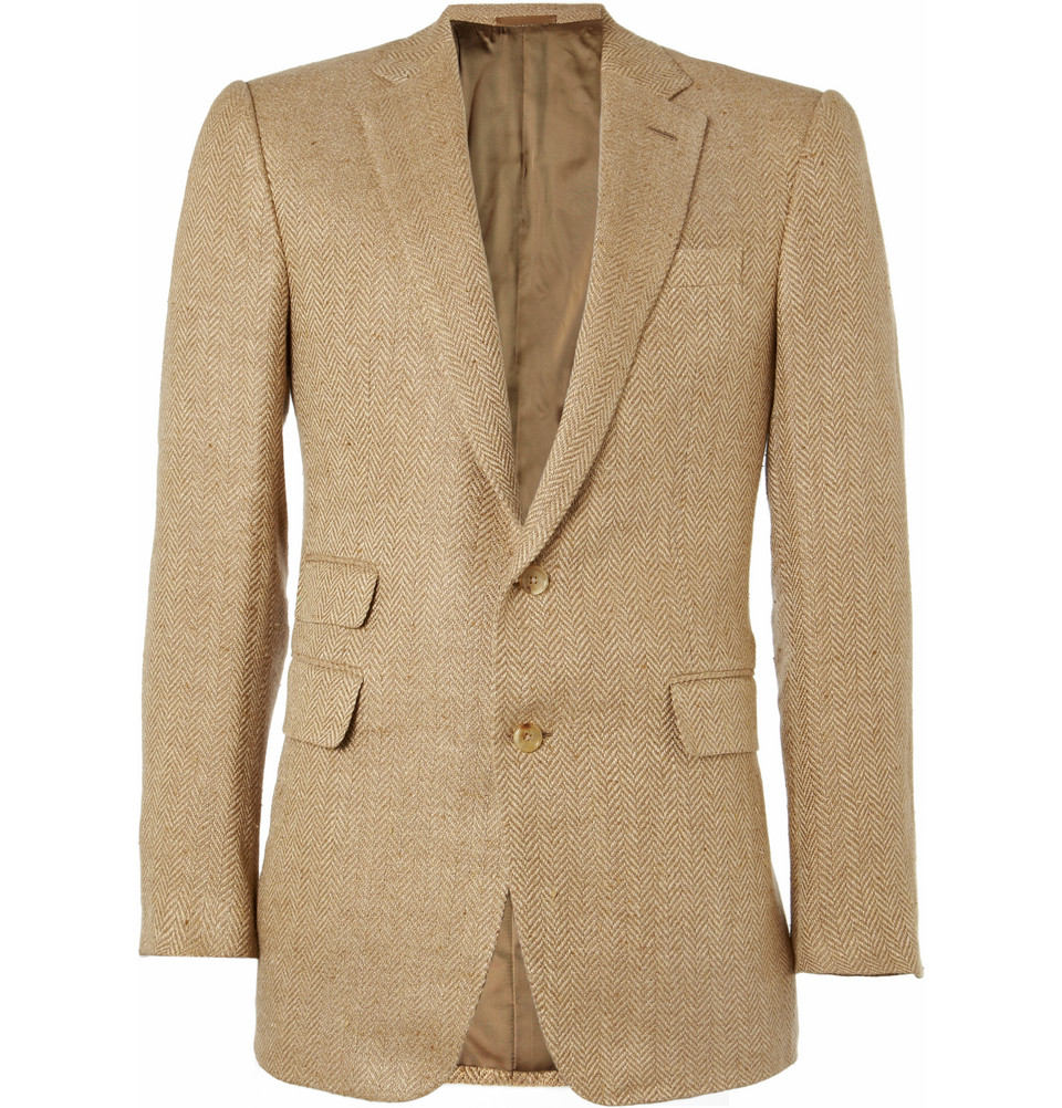 Ralph Lauren Purple Label Savile Row Linenblend Herringbone Blazer In Beige For Men Purple Lyst 9244