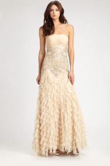 Sue Wong Beaded Chiffon Gown - Lyst