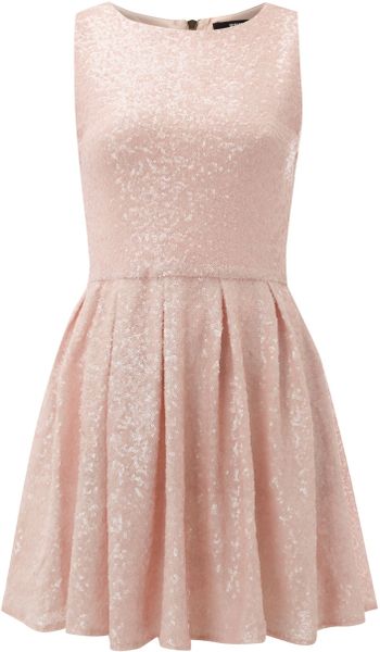 Tfnc All Over Fit and Flare Sequin Dress in Beige (nude) - Lyst