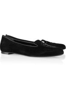 Alexander McQueen Sequin Skull Suede Loafers - Lyst