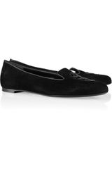 Alexander McQueen Sequin Skull Suede Loafers