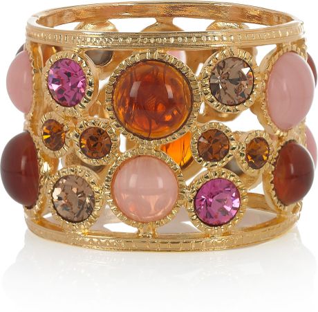 Kenneth Jay Lane 22karat Goldplated Crystal Cuff in Gold - Lyst