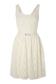 Maggie And Me My Lace Sleeveless Belted Dress - Lyst