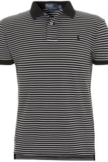 Polo Ralph Lauren Black and White Thin Stripe Polo Shirt - Lyst