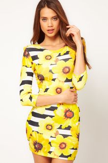 John Zack Sunflower Stripe Long Sleeve Dress - Lyst