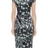 Lela Rose Printed Wool and Silk Blend Dress in Green - Lyst
