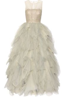 Oscar de la Renta Embroidered Tulle Gown - Lyst
