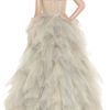 Oscar De La Renta Embroidered Tulle Gown in Gray (sand) - Lyst