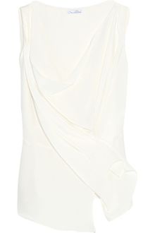 Oscar de la Renta Draped Silk Top - Lyst
