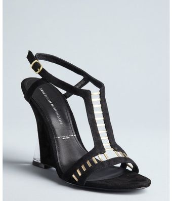  Black Suede Donte Tstrap Wedge Sandals 