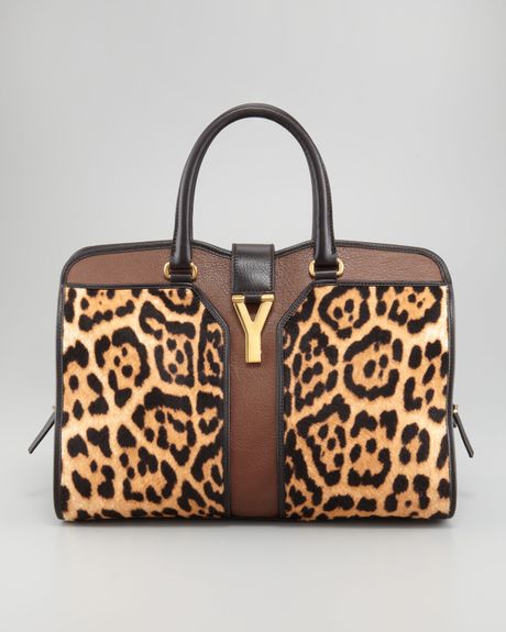 Yves Saint Laurent Leopard Print Chyc Ew Bag in Brown (manto naturale) - Lyst