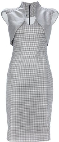 Alexander Mcqueen Houndstooth Dress in Gray (black) - Lyst