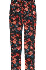 DKNY Printed Stretch Silk Pants