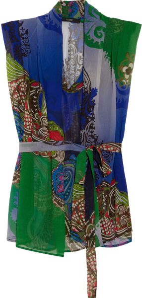 Etro Paisleyprint Silkchiffon Top in Multicolor (multi) - Lyst