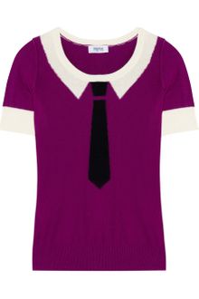 Sonia By Sonia Rykiel Intarsia Cotton and Cashmere-blend Top - Lyst