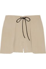 Tibi Drawstring Washed Crepe Shorts