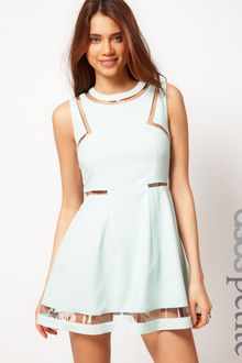 ASOS Collection  Skater Dress with Plastic Panels - Lyst