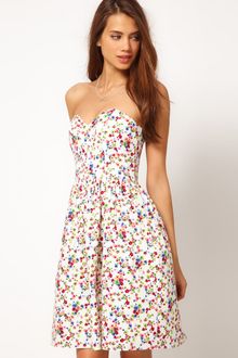 ASOS Collection Strapless Dress in Ditsy Print - Lyst