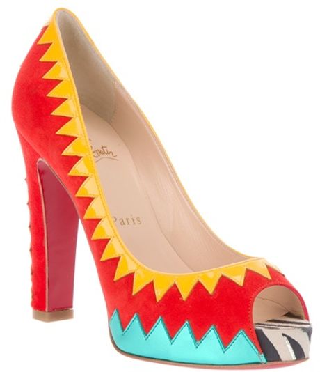 Christian Louboutin Peep Toe Pumps in Multicolor (red) - Lyst