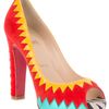 Christian Louboutin Peep Toe Pumps in Multicolor (red) - Lyst