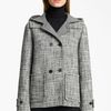 Jil Sander Hooded Wool Blend Coat in Black (black white) - Lyst