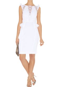 Karen Millen White Cotton Lace Dress - Lyst