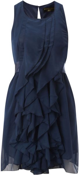 Pussycat Pussycat Sleeveless Ruffle Dress in Blue (navy) - Lyst