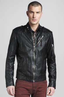 Just Cavalli Leather Biker Jacket - Lyst