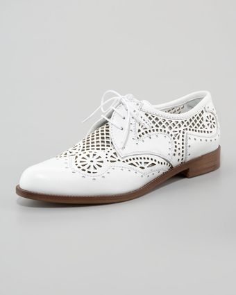 Sergio Rossi Perforated Laceup Oxford - Lyst