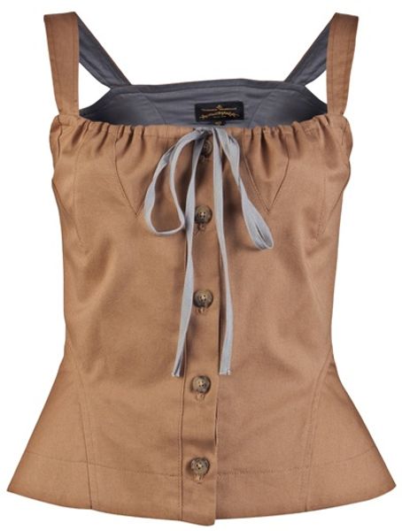 Vivienne Westwood Anglomania Libertine Blouse in Brown (tan) - Lyst