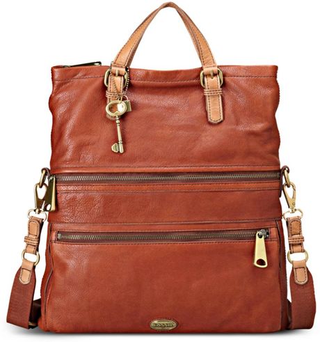 leather fossil tote