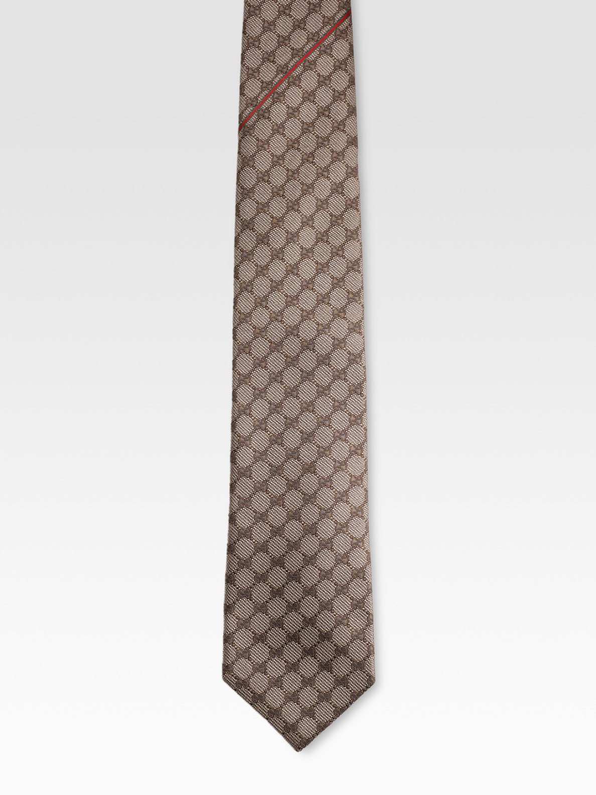 Gucci Gg Pattern Tie With Signature Web In Beige For Men (cream) 