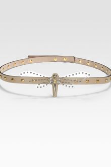 Gucci Swarovski Crystal Dragonfly Leather Belt - Lyst