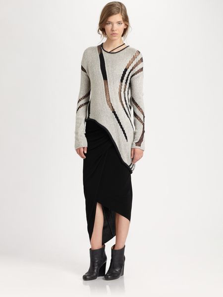 Helmut Lang Helmut Asymmetrical Cutout Sweater in Gray (black) - Lyst