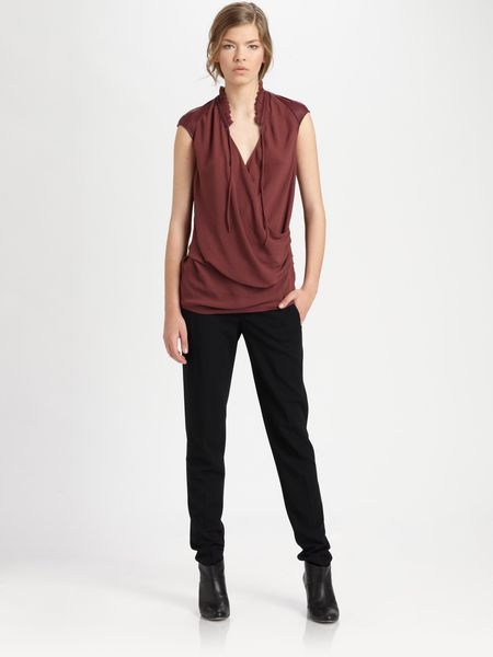 Helmut Lang Gathered Shroud Top in Black - Lyst