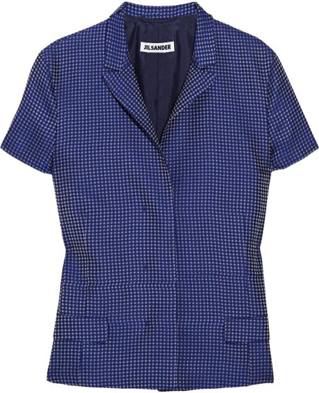 Jil Sander Arles Pleated Jacquard Jacket in Blue - Lyst