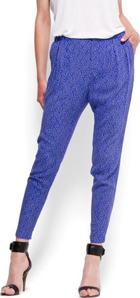 Mango Printed Tapered Trousers in Blue (kl) - Lyst