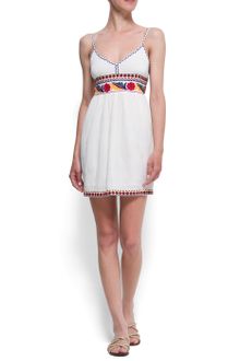 Mango Embroidered Cotton Dress - Lyst