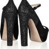 Miu Miu Glitterfinish Suede Mary Jane Pumps in Black - Lyst