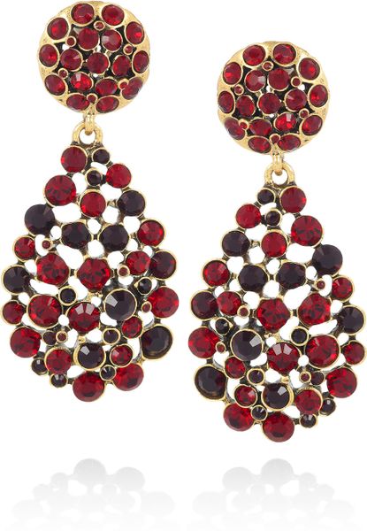 Oscar De La Renta 24karat Goldplated Crystal Clip Earrings in Gold - Lyst