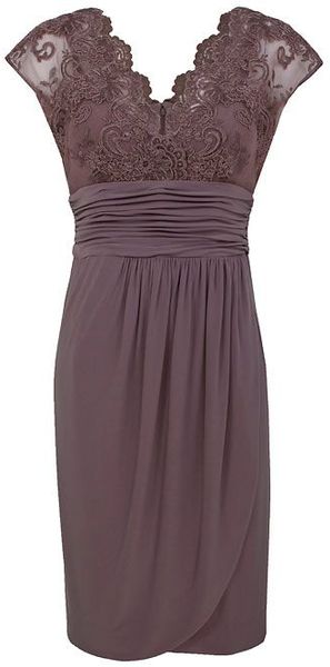 Alexon Light Brown Lace Top Dress in Purple (ivory) - Lyst