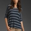 Autumn Cashmere Textured Stripe Hi Lo Sweater  in Blue (tin & ink) - Lyst