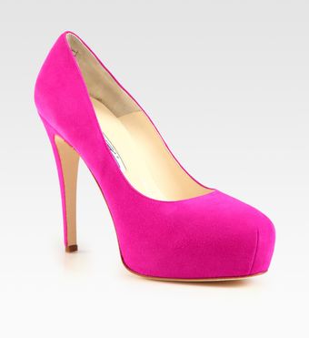 Brian Atwood Suede Platform Pumps - Lyst
