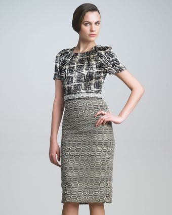 Carolina Herrera Tweed Combo Dress - Lyst