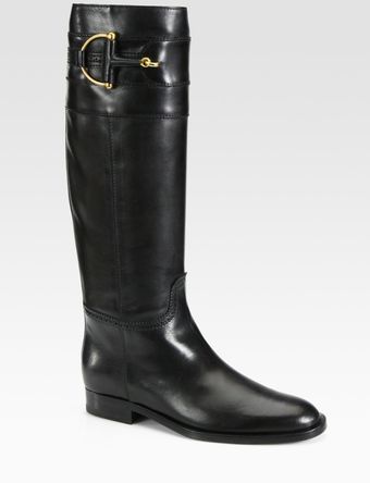 Gucci Class Tall Leather Horsebit Boots - Lyst