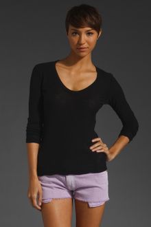 James Perse Long Sleeve Casual Tee with Reverse Binding - Lyst