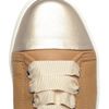 Lanvin Leather Trainers with Metallic Toe Cap in Gold (beige) - Lyst