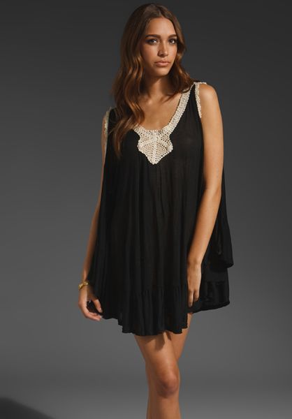 Mink Pink Avalon Crochet Kaftan in Black - Lyst