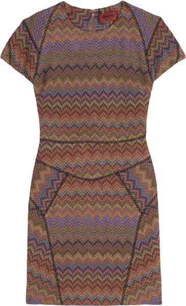 Missoni Cap Sleeve Lurex Dress in Brown (multi) - Lyst