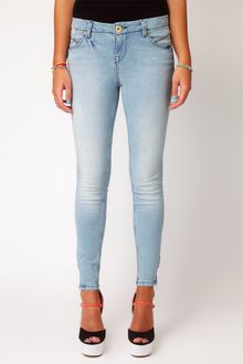 River Island River Island Bleached Skinny Jean with Zips - Lyst